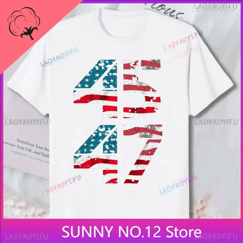 President Donald Trump 45 47 T-shirt Trump Election 2024 Second Term MAGA Tee Casual Fashion Short-sleev Funny Top Fashion print