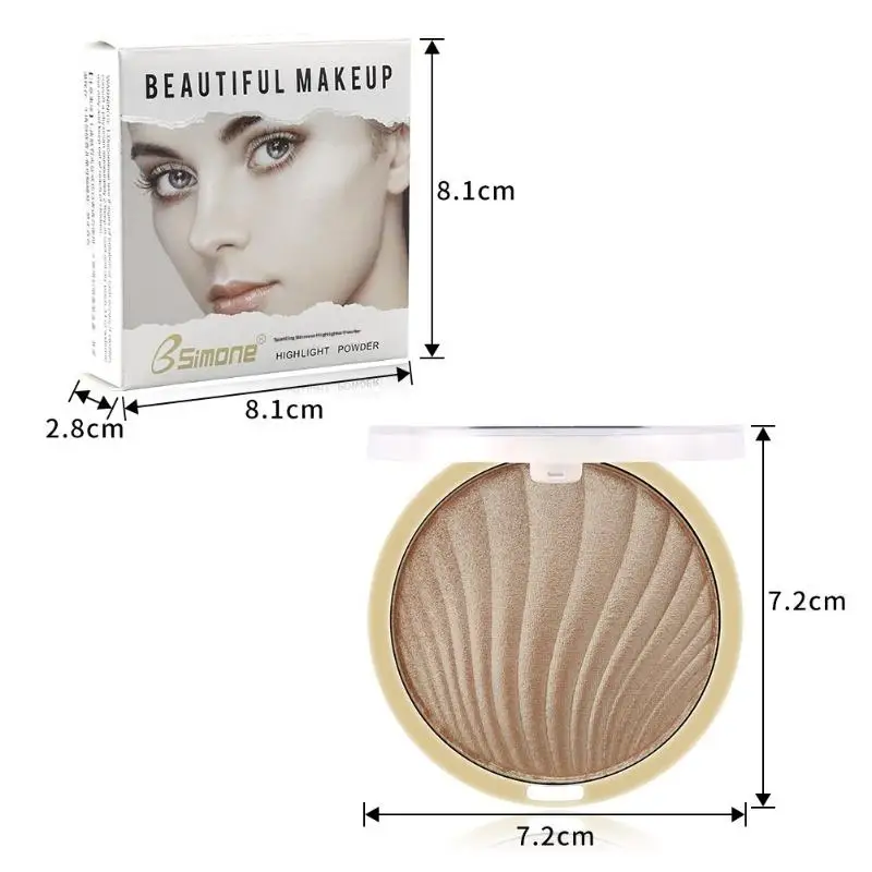 بودرة بيسيمون لتفتيح الوجه، بودرة مضغوطة بلون برونزي، مكياج مقاوم للماء وعالي اللمعان، بودرة لؤلؤية لتفتيح البشرة