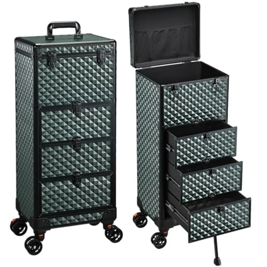 Nail Trolley Cart with 3 Drawers Salon Station Cosmetology Case on Wheels Rolling Makeup Train Case Nail Case Organizer Beauty
