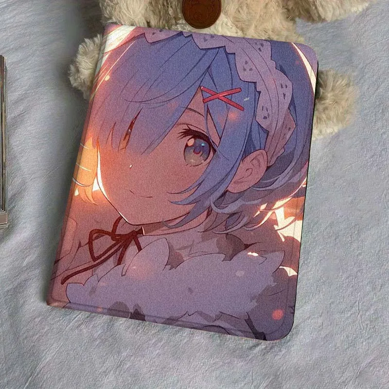 Rem Art Cartoon Anime لهاتف سامسونج جالاكسي تاب S9 S10 S6 S7 S8 FE Plus Lite بوصة غطاء قابل للطي حافظة لوحي #5