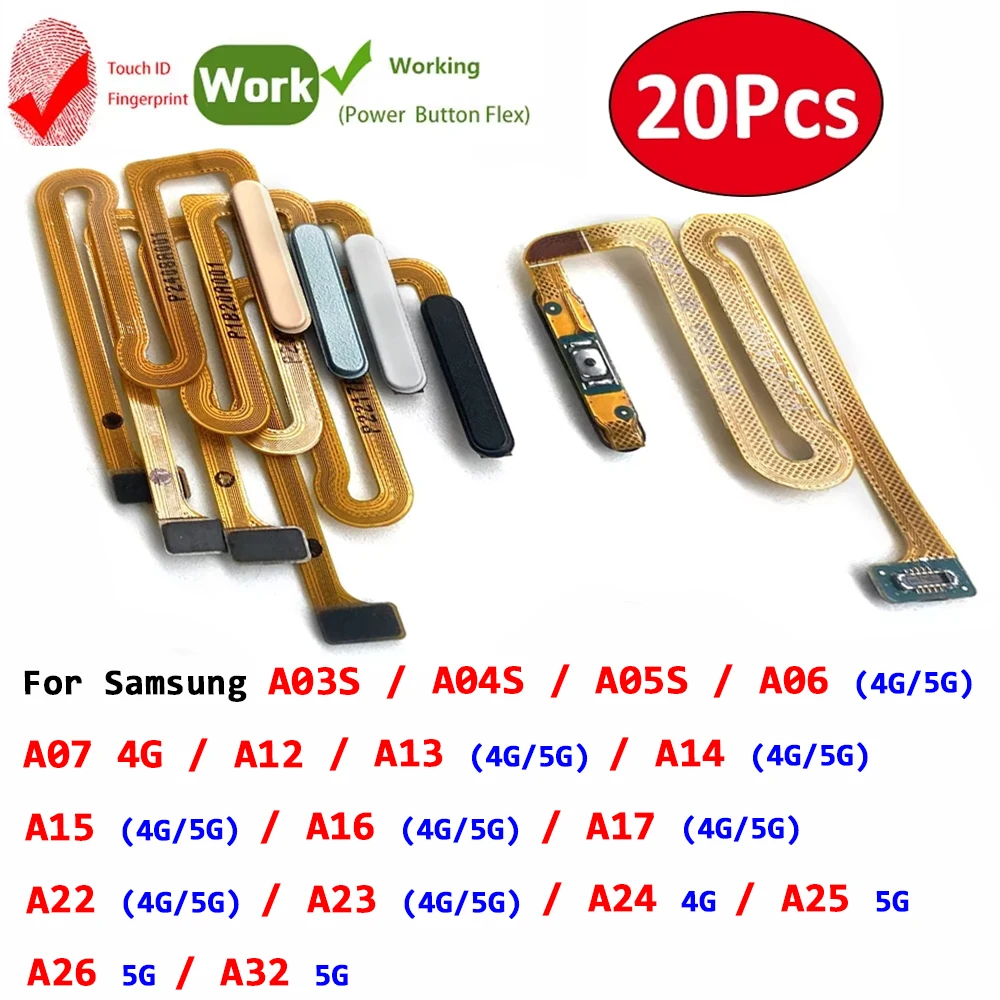 20Pcs,Fingerprint Sensor Home Return Key Menu Button Flex For Samsung A12 A13 A14 A15 A16 A17 A22 A23 A24 A25 A26 A32 A07 4G 5G