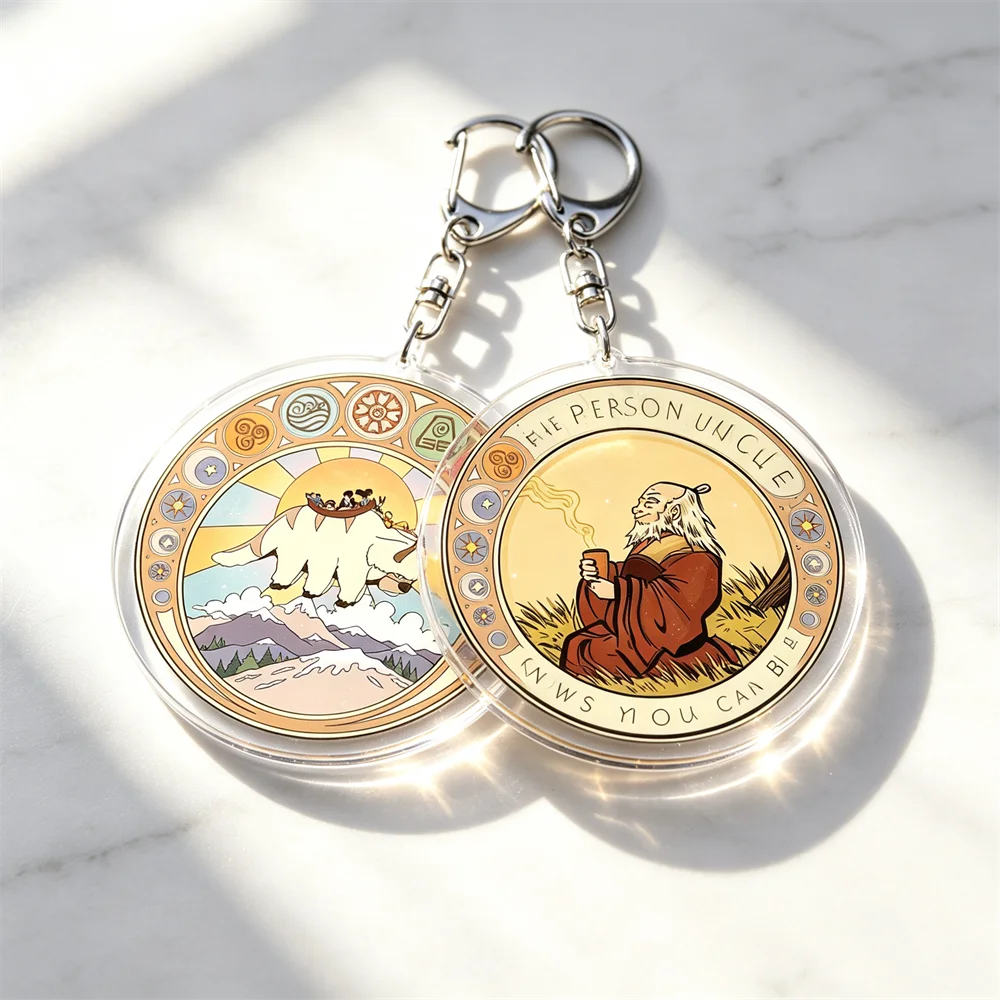 Hot Cartoon Keychains for Accessories Jewelry Anime Gold Wood Water Fire Logo Key Ring Purse Phone Bag Charm Friends Fans Gifts