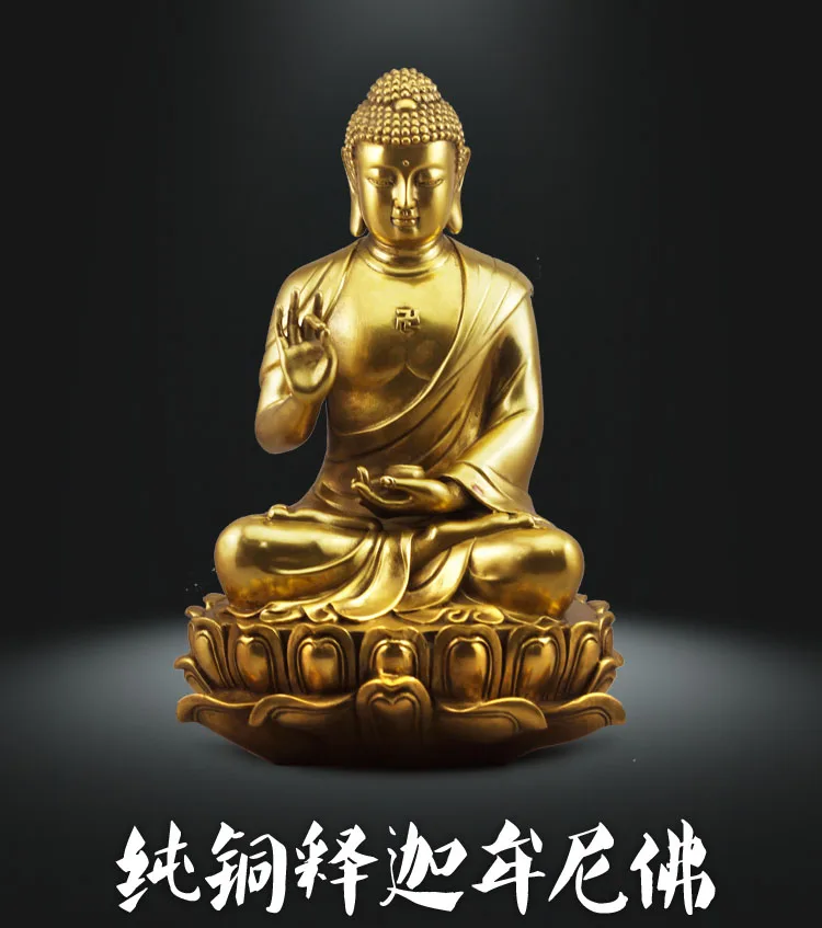 NEW TOP GOOD - -HOME lobby Temple Company Buddhism Worship  luck Auspicious RU LAI Buddha brass statue 25CM