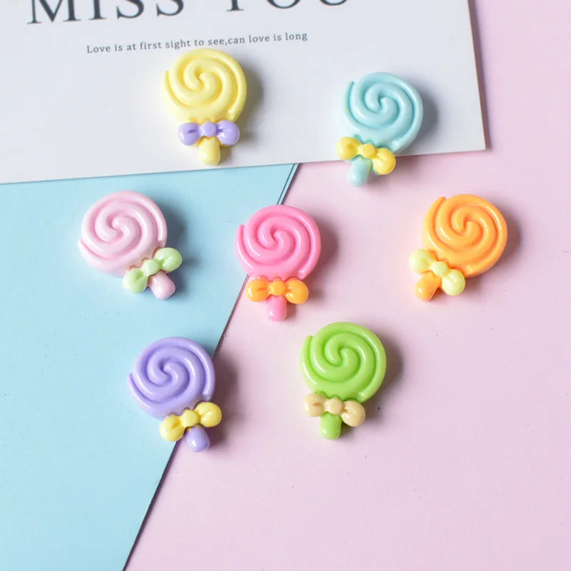 20 Pcs New Lovely Mini Cartoon Mixed Color Lollipop Resin Scrapbook Diy Jewellery Hairpin Accessories Decorate Wholesale