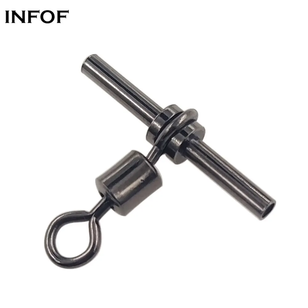 INFOF 10/20pcs 3-way Fishing Swivels Brass Rolling Swivel Hook Lure Fishing Connector for Carp Tackle Accessories Tool