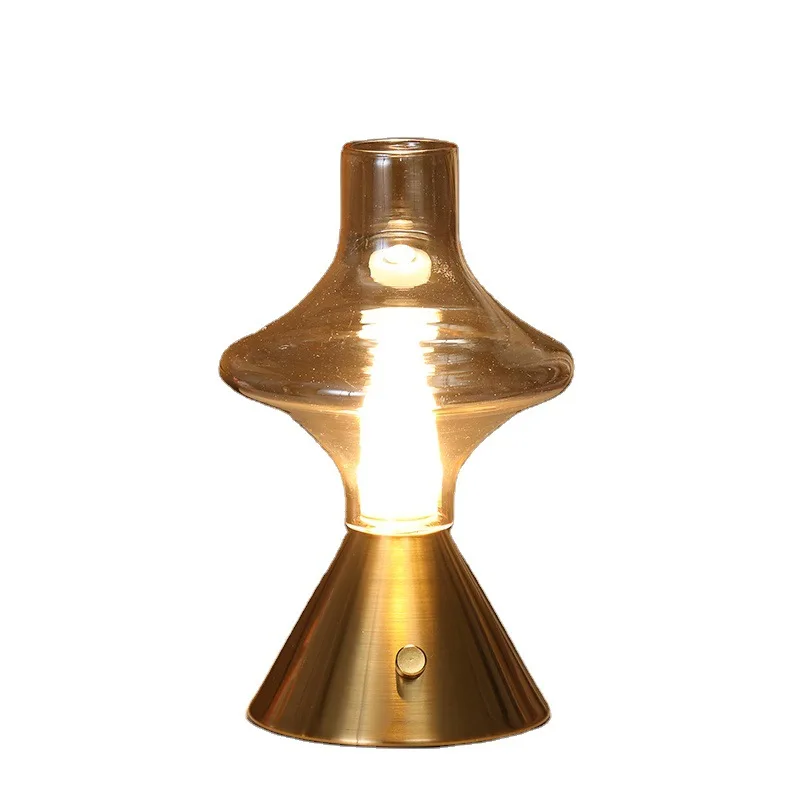Nice Rechargeable Decorative Table Lamp Nordic Minimalist Retro Glass Night Lights