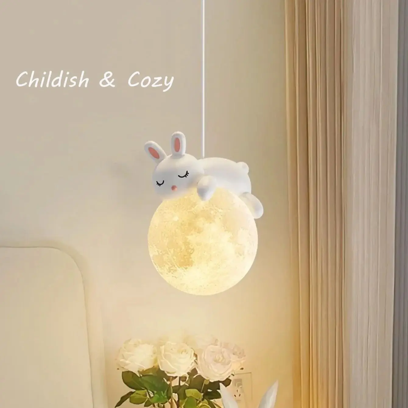 LED Minimalist Chandelier Nordic Home Children's Room Little Bear Pendant Lights Decoration Bedroom Bedside Hanging Lamp Fixture