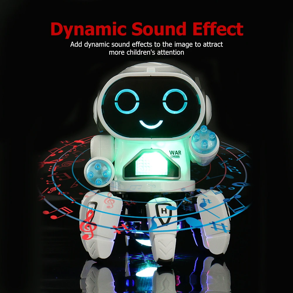 Dance Music 6 Claws Electronic Robot Doll Smooth with Music Light Noisy Rotatable Walking Robot Toy Birthday Gift For Children