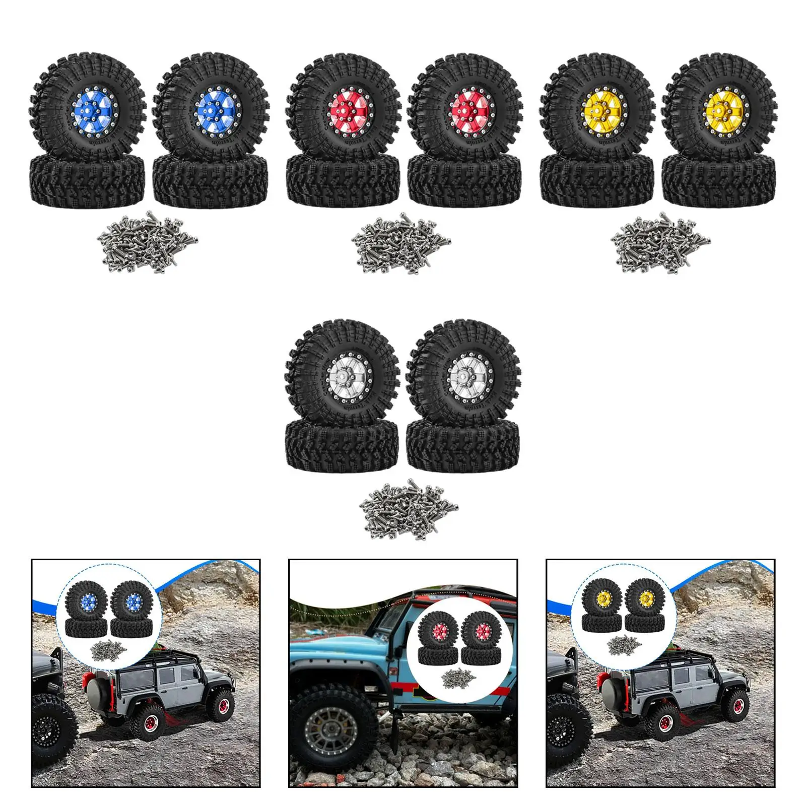 

1 18 RC Car Tires Durable Rubber Simulation Wheels Easy Install Spare Parts for Remote Control Crawler Vehicles