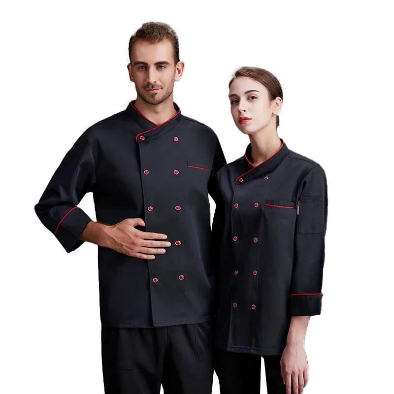 Men Women Kitchen Work Uniform Adult Unisex Chef Jacket Coat Cook Hotel Restaurant Canteen Cake Shop Cafe Shirt Cooking Costume