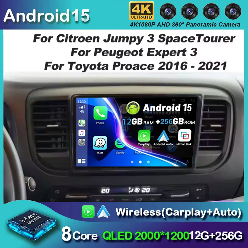 Android 15 Carplay For Citroen Jumpy III 3 SpaceTourer 1 For Peugeot Expert 3 2016 2017 2018 - 2021 Car Radio Multimedia Player