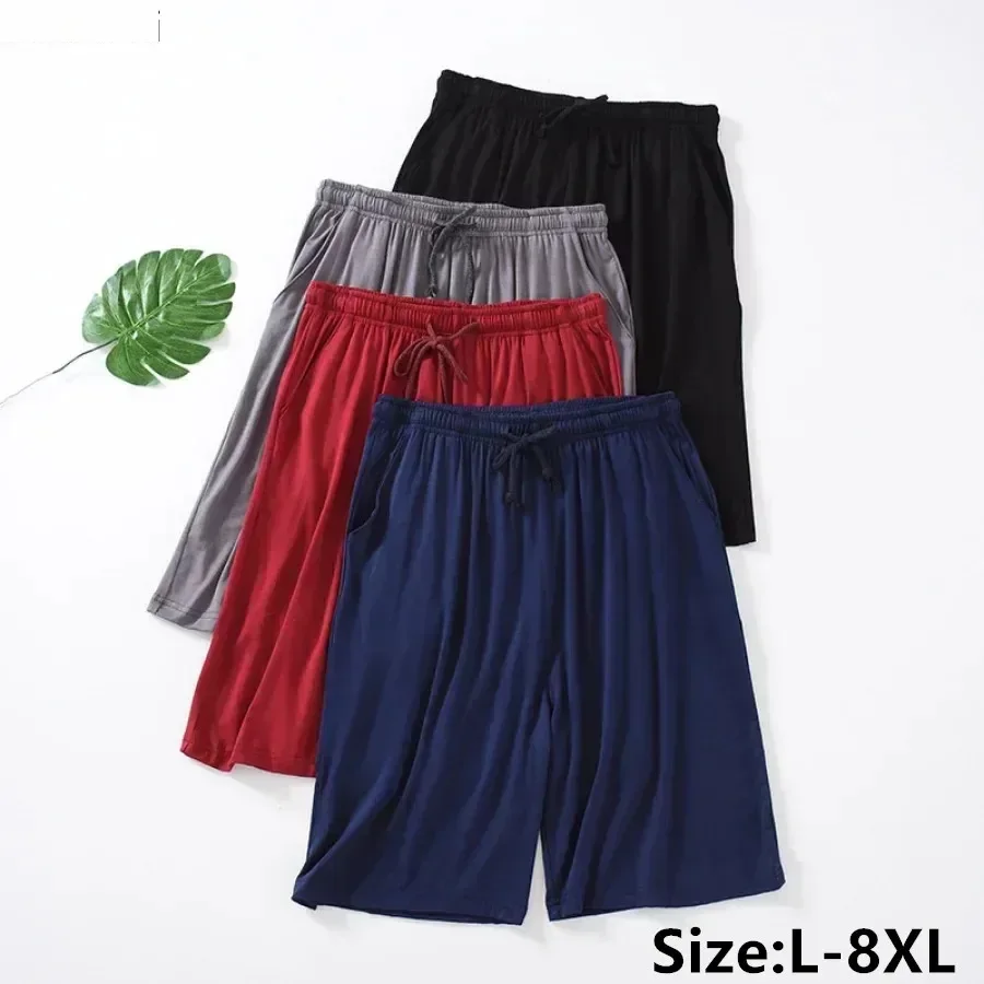 

Новые летние повседневные шорты для сна большого размера для мужчин, удобные мягкие хлопковые пижамные шорты из модала, мужская домашняя одежда для отдыха, пляжные шорты