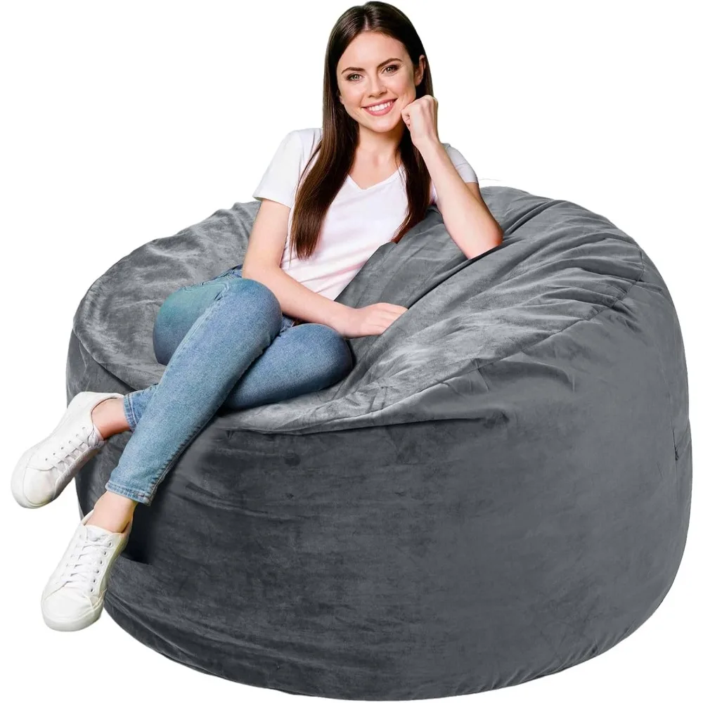 Memory Foam Bean Bag Chair, Oversized Sofa for Adults, Teens & Kids, Removable Velvet Cover, Ultra Comfortable for Gaming, Bedro