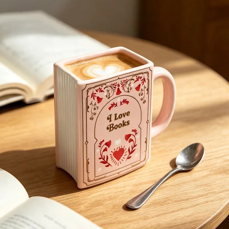 1 Pcs 290ml Book Shaped Ceramic Mug Creative Gift For Bookworm Novel Bone China Coffee Mug Glass With Handle Dropshipping