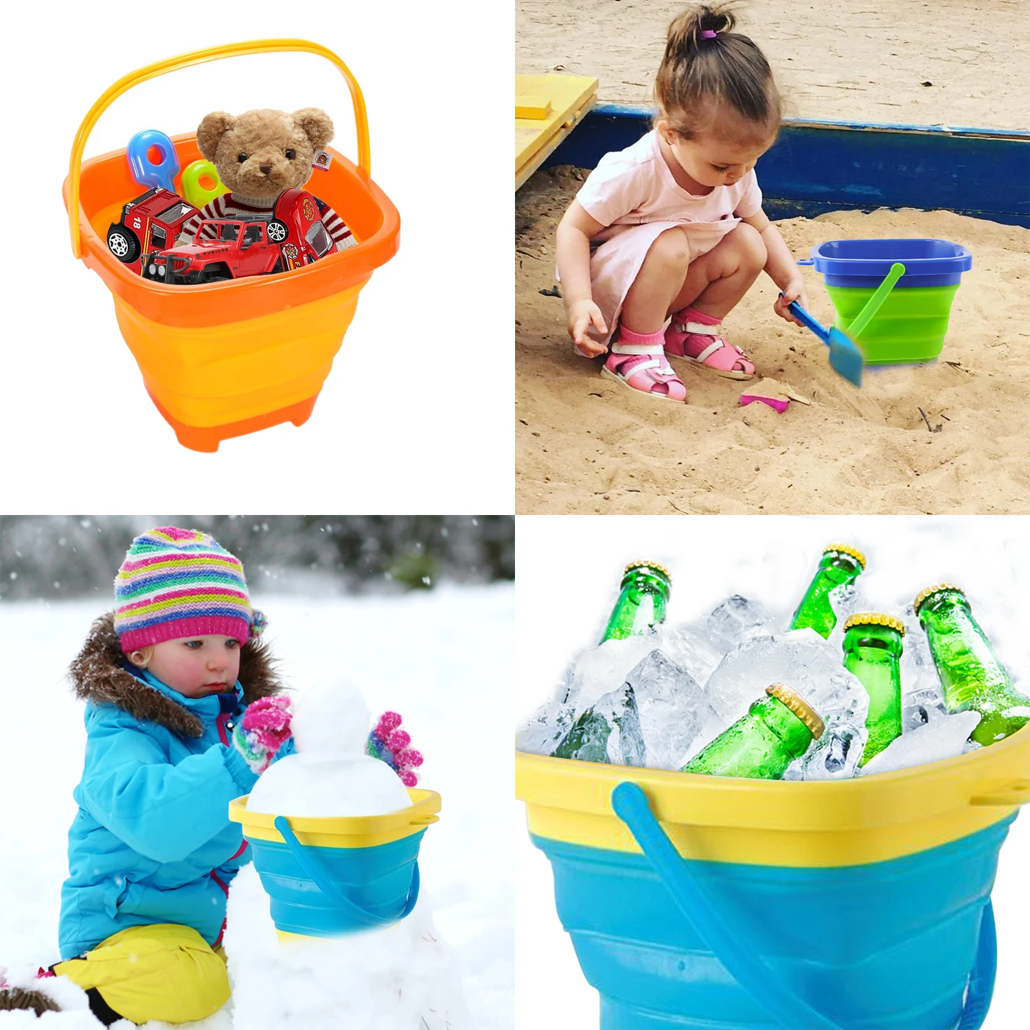 Children Beach Toys Summer Outdoor Baby Beach Digging Sand Toy Foldable Sand Bucket With shovel Play Sand Water Game Toy for Kid