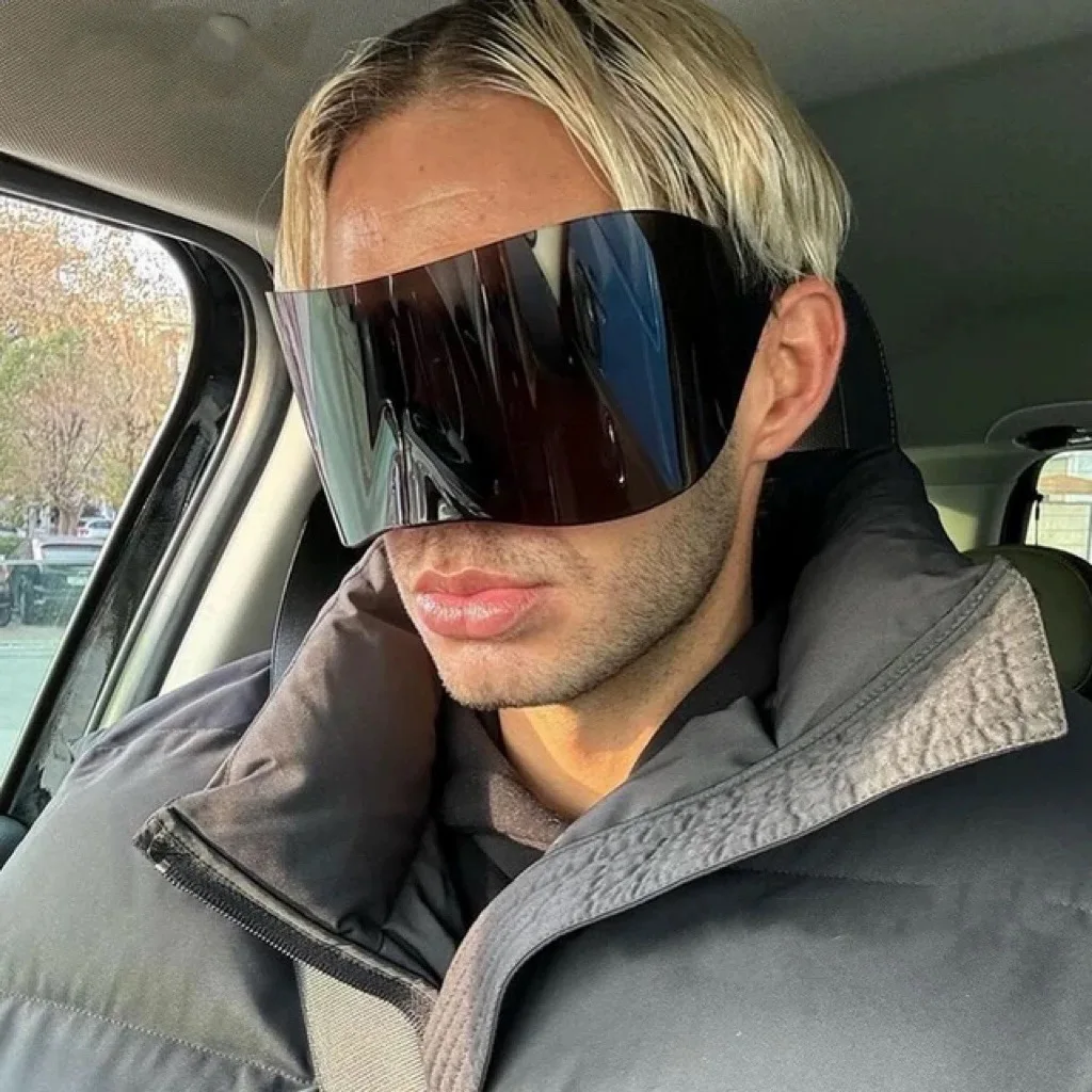 Y2K Luxury Brand Designer Oversized Rimless Sunglasses Women For Men  Vintage Punk Sun Glasses Bird Nose Masked One Piece Goggle image 2