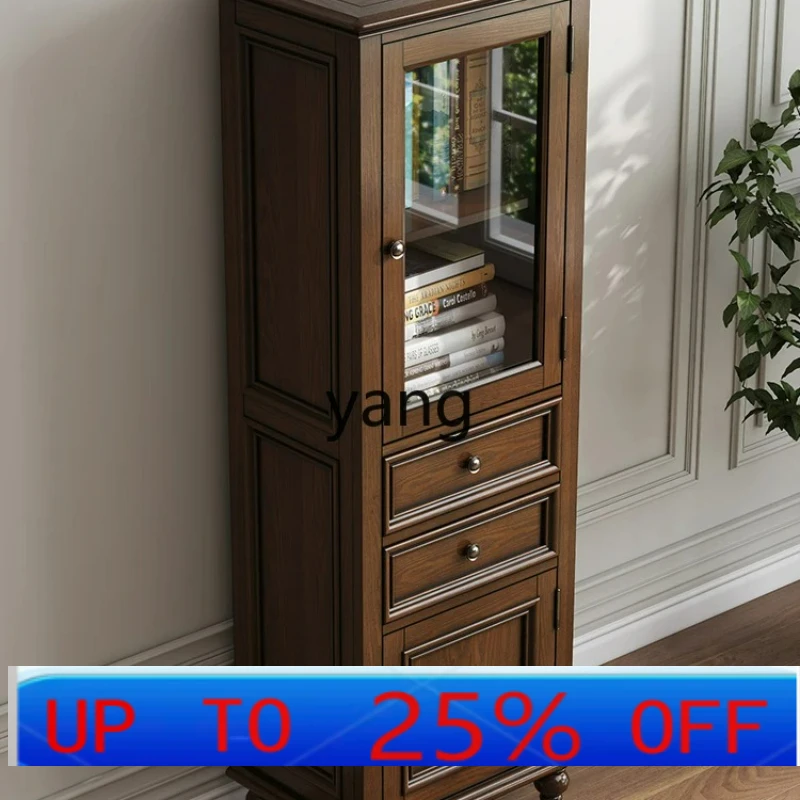 

LH Storage Vintage Modern Tall Wine Cabinet Solid Wood Single Door Side Cabinet Furniture
