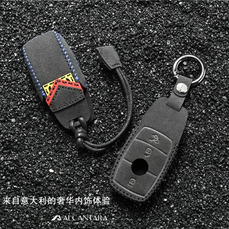 for Mercedes-Benz New E-Class E200 E300L C260 Key Case Little Monster Alcantara Flip Fur Key Cover Set
