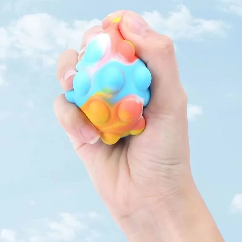 2pcs Color Random Stress Ball Fidget Toys 3D Ball Push Bubble ADHD Autism Stress Relief Sensory Toys for Kids and Adults