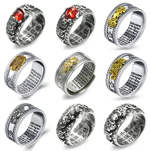 Pixiu Mode chinesische Ringe Feng Shui Biest Viel Glück und Reichtum Offen Amulett Verstellbare Buddha Ringfingerschmuck Frau Gift männlich 12 Hauptverkäufe aus China - №9