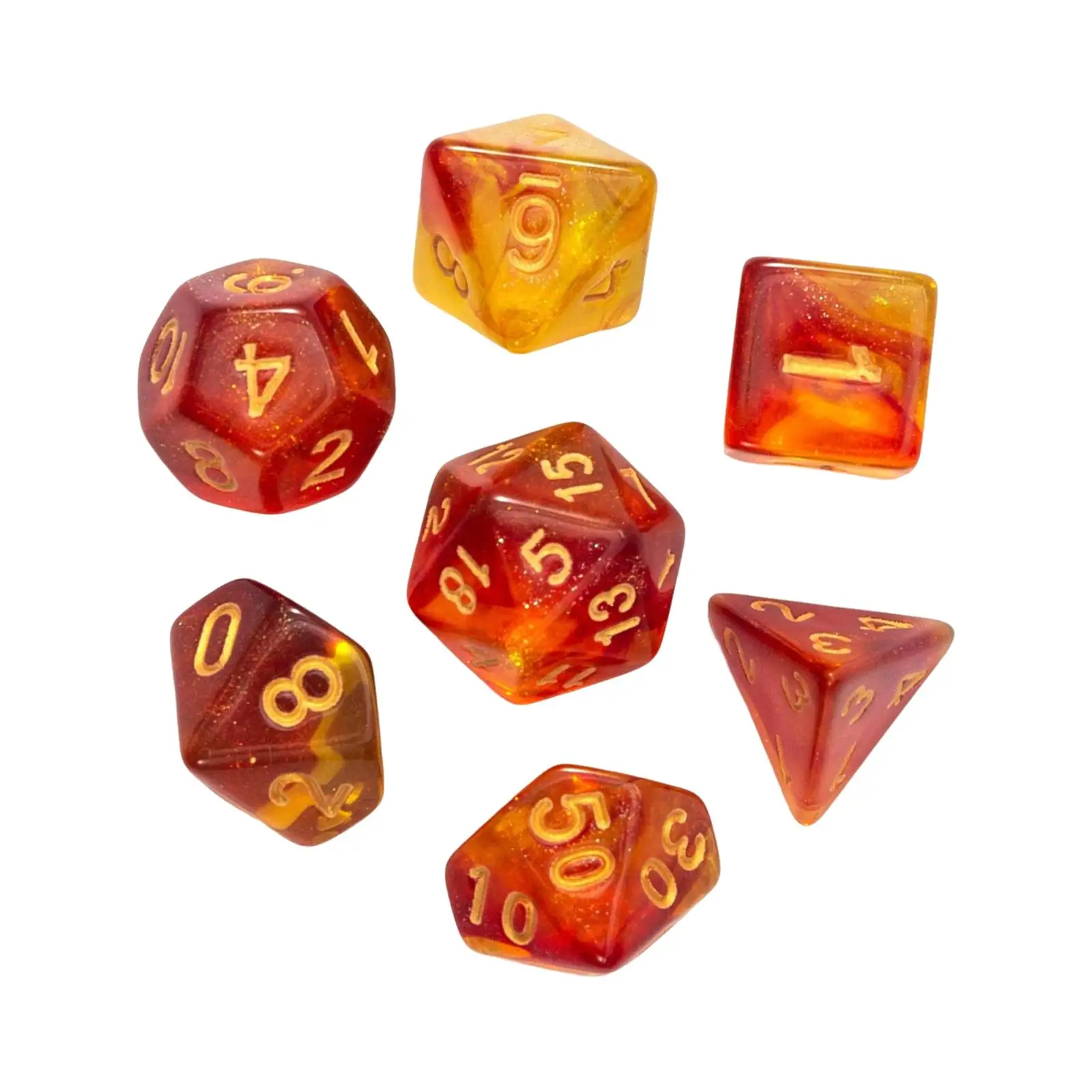 7x Multi Sided Dices Acrylic Dices Party Toys Polyhedral Dices Set D4 D8 D10 D12 D20 for Role Playing RPG Classroom Accessories