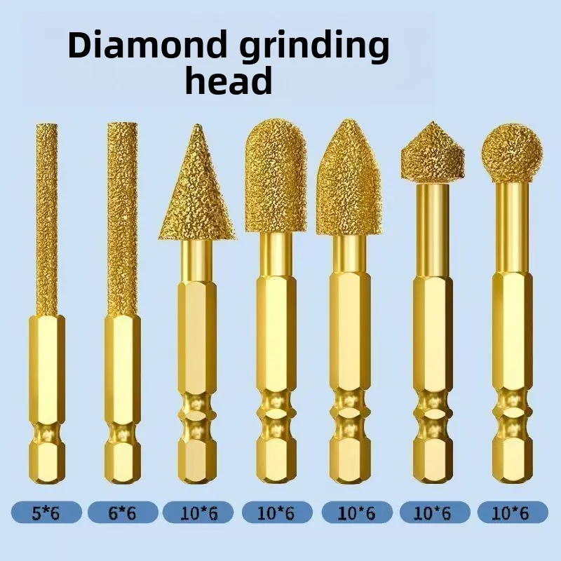 6mm Brazed Diamond Grinding Head Universal Shank for Polishing Engraving Cast Iron Stainless Steel Ceramics Stone