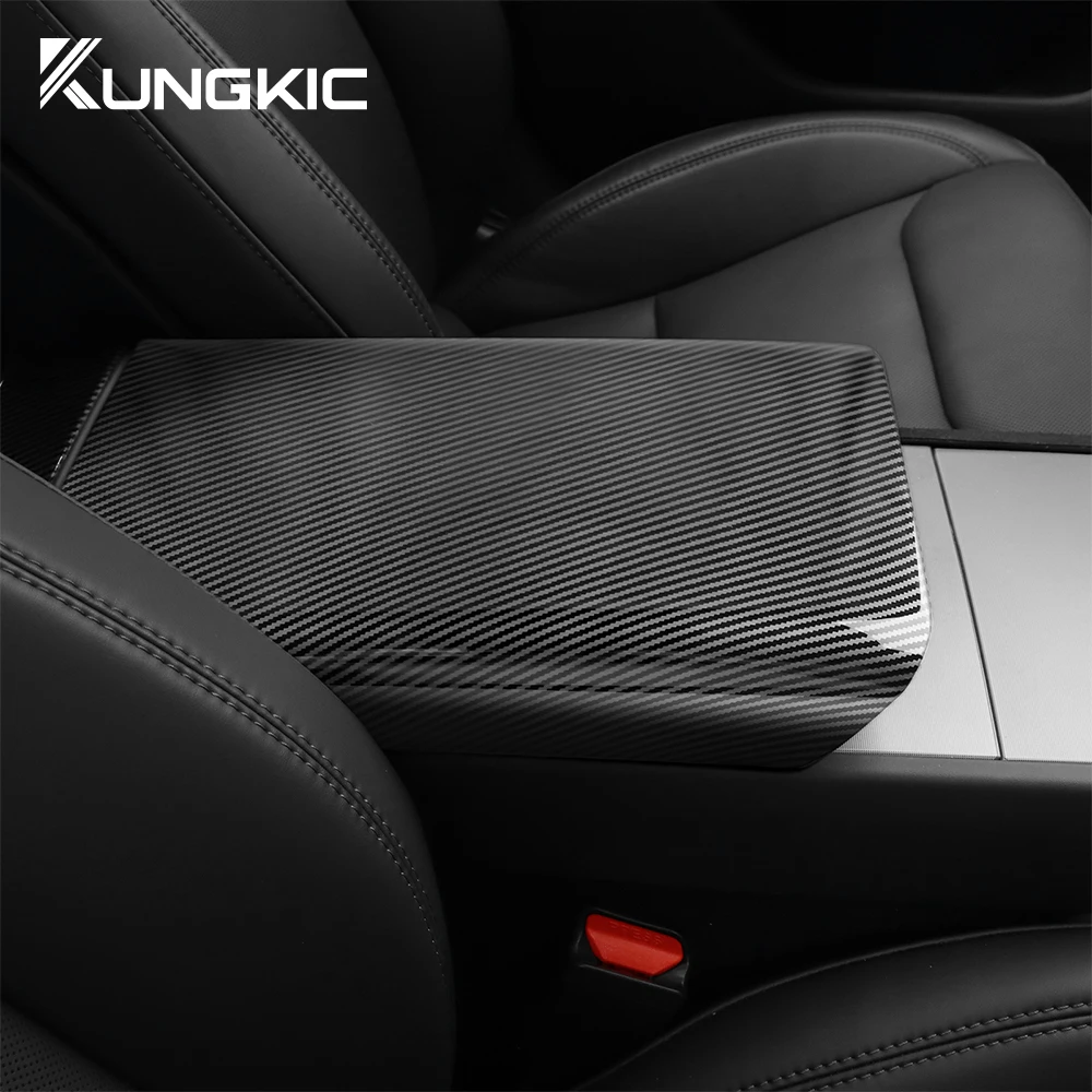 

for Tesla Model 3 Highland 2024 Center Console Armrest Cover ABS Carbon Fiber Trim Cover New Model3 Car Interior Accessories