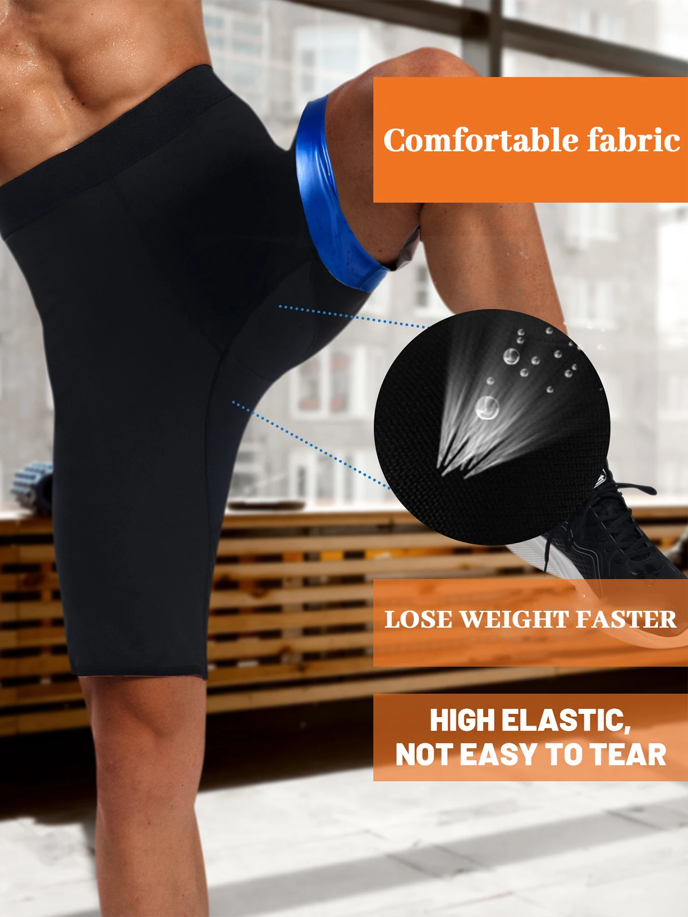 Men's Sauna Sweat Pants Sauna Sweat Short Pants,Fitness and body shaping sauna set suitable for all outdoor activities ﻿