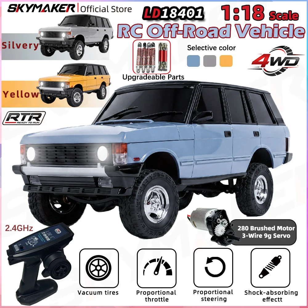 LDRC LD18401 1/18 RC Car 4WD 2.4GHz Full Proportional Off-Road Climbing Vehicle Simulation Model Hobby Gifts Toys for Adults