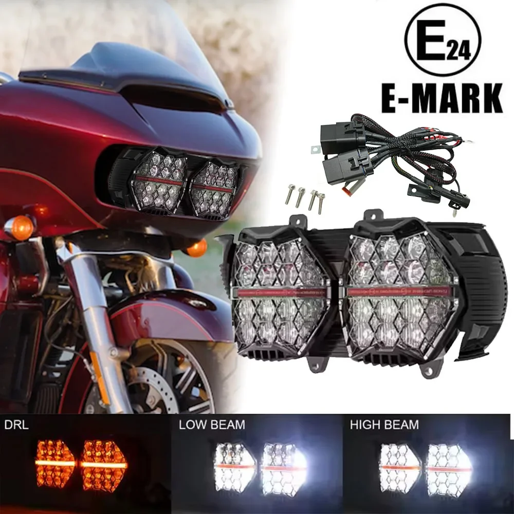 할리 투어링 로드 글라이드용 LED 퍼포먼스 헤드라이트, 하이로우빔 앰버 DRL, FLTR 2015-2023 오토바이 헤드램프 어셈블리, 신제품 