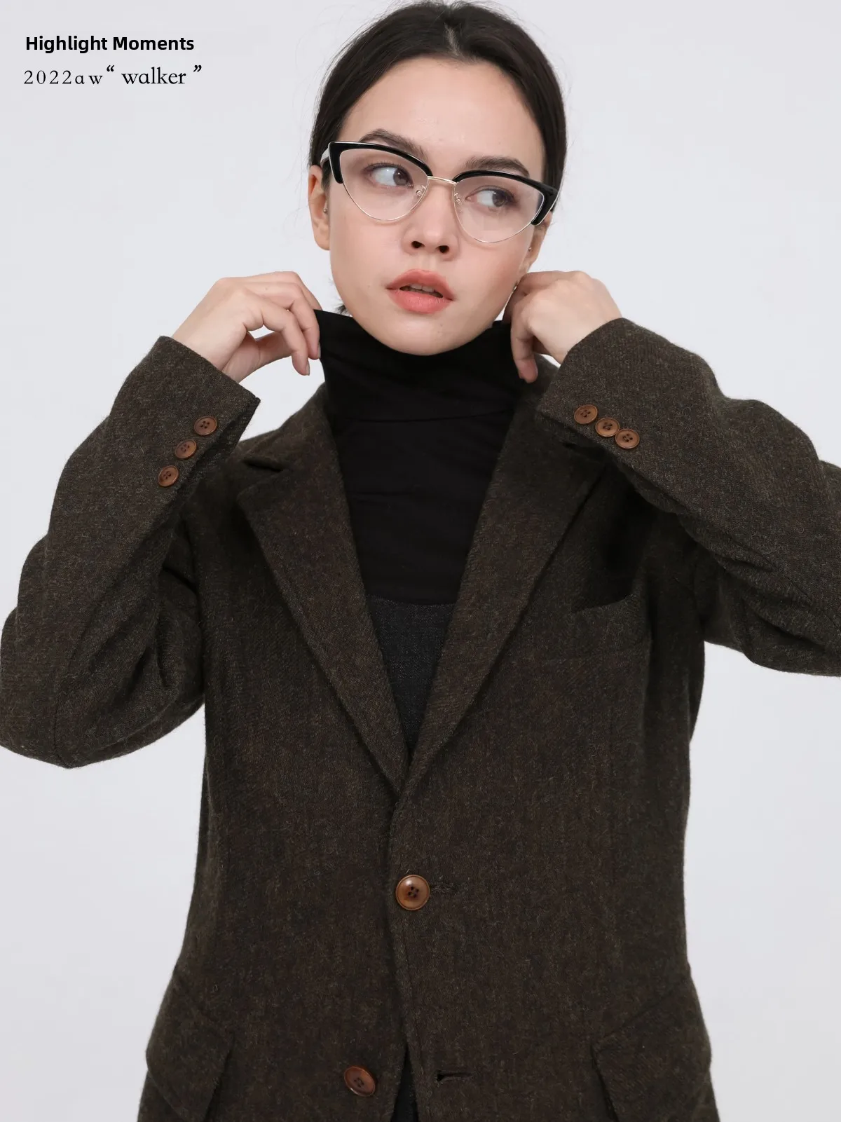 

Limited Edition Modern Problem Woolen Suit Jacket Highlight 22aw Mixed Brown Color High-End Feelings Single Button Closure Lo...