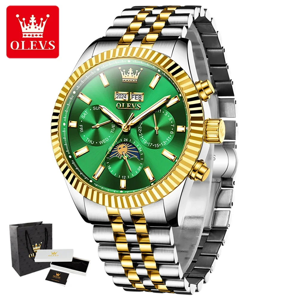 

OLEVS 6688 Men's Watches Luxury Top Brand Original Fully Automatic Mechanical Wrist Watch for Man Moon Phase Waterproof Watches