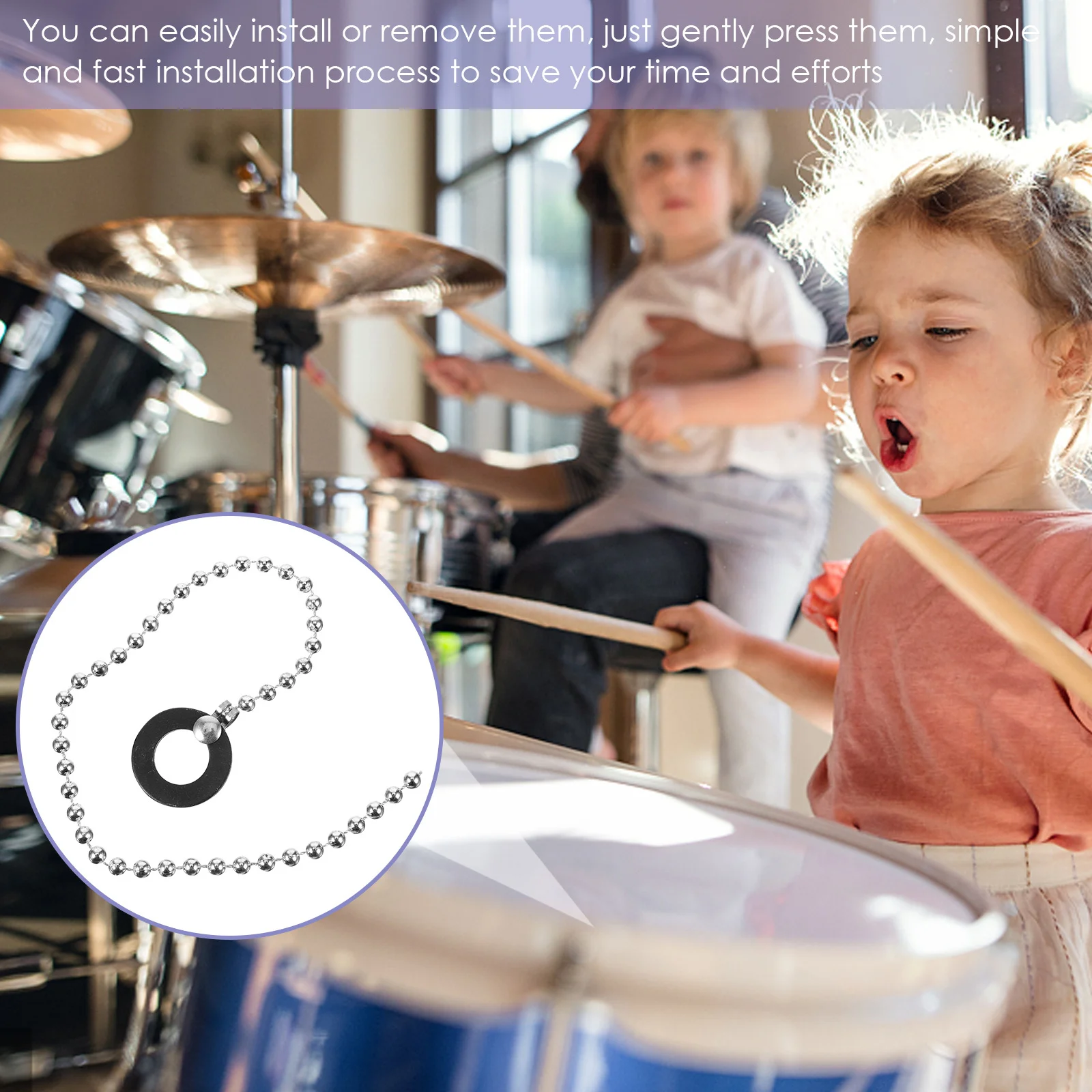 الصنج تمديد سلسلة معدنية قوية لإطالة طبل الصوت الصنج الخرز سلسلة استبدال أداة الإمدادات #6