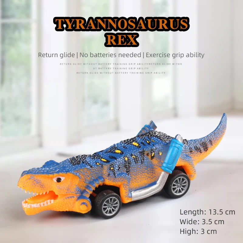 Kids Car Model Dinosaur Pull Back Tyrannosaurus Rex Triceratops Action Simulation Animal Model Decor Inertial Car Toys Children