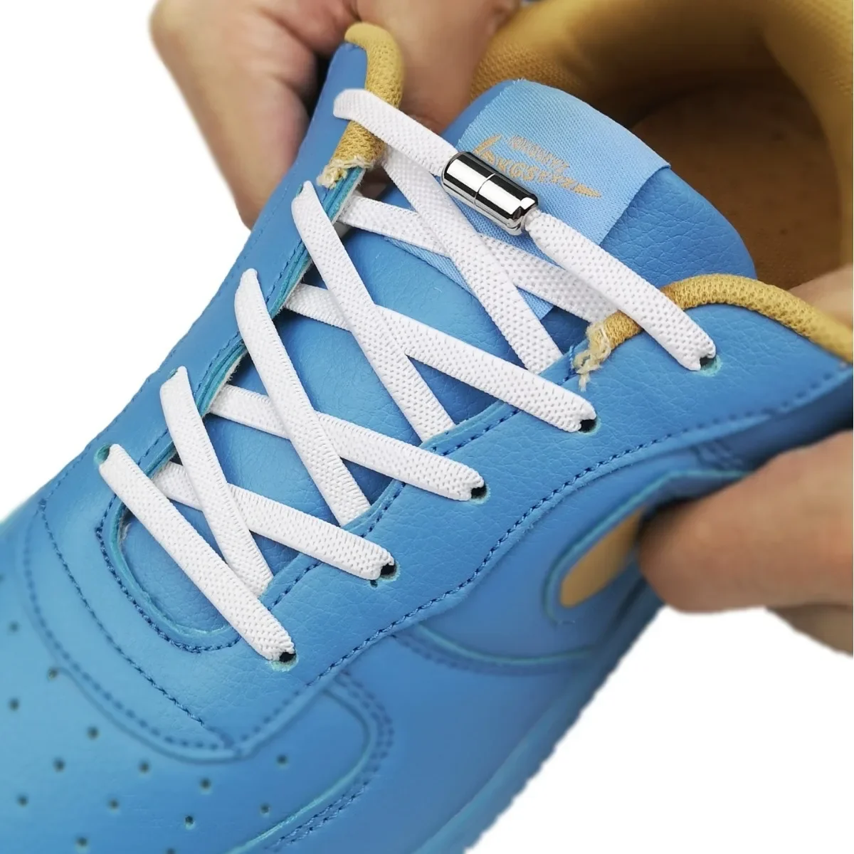 Keine Krawatte Schnürsenkel Metalls chloss elastische Schnürsenkel ohne Krawatten elastische Schnürsenkel Sneaker Kinder Erwachsene 8mm flache Schnürsenkel für Schuhe Sneaker