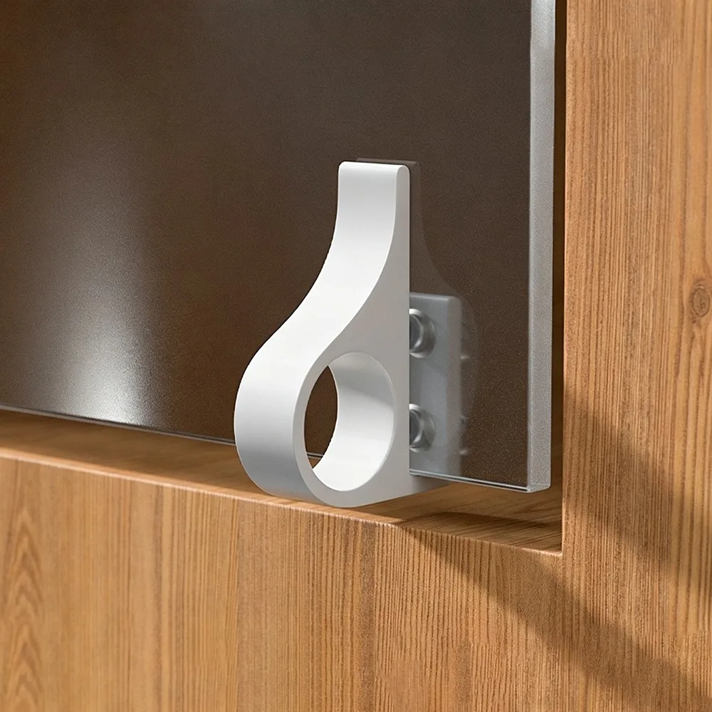 Nail-Free Aluminum Alloy Sliding Door Handle No Drilling Required Cabinet Door Handle Glass Door Handle Single And Double Doors