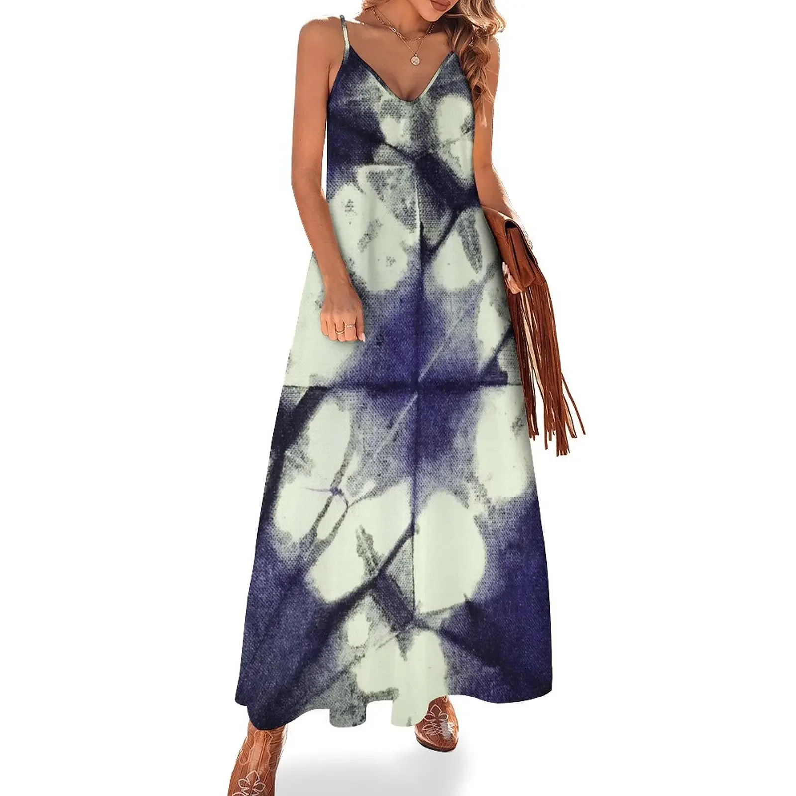 Indigo Shibori Origami Crane Sleeveless Dress womens dress womans clothing loose women's dress women's summer dresses 2025