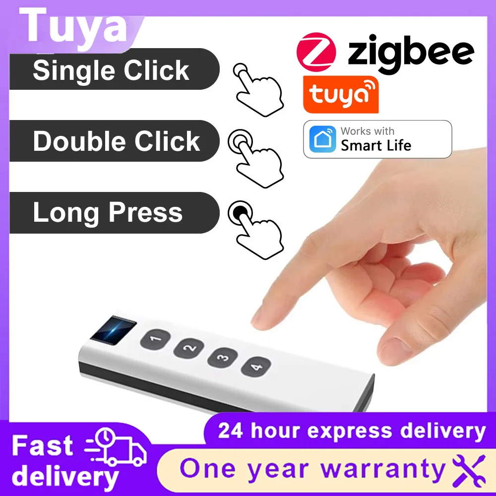 Tuya ZigBee Intelligent Scene Switch 4 Gang Supports Scene and Dimming Switching Suitable for Remote Control of Automation Scene