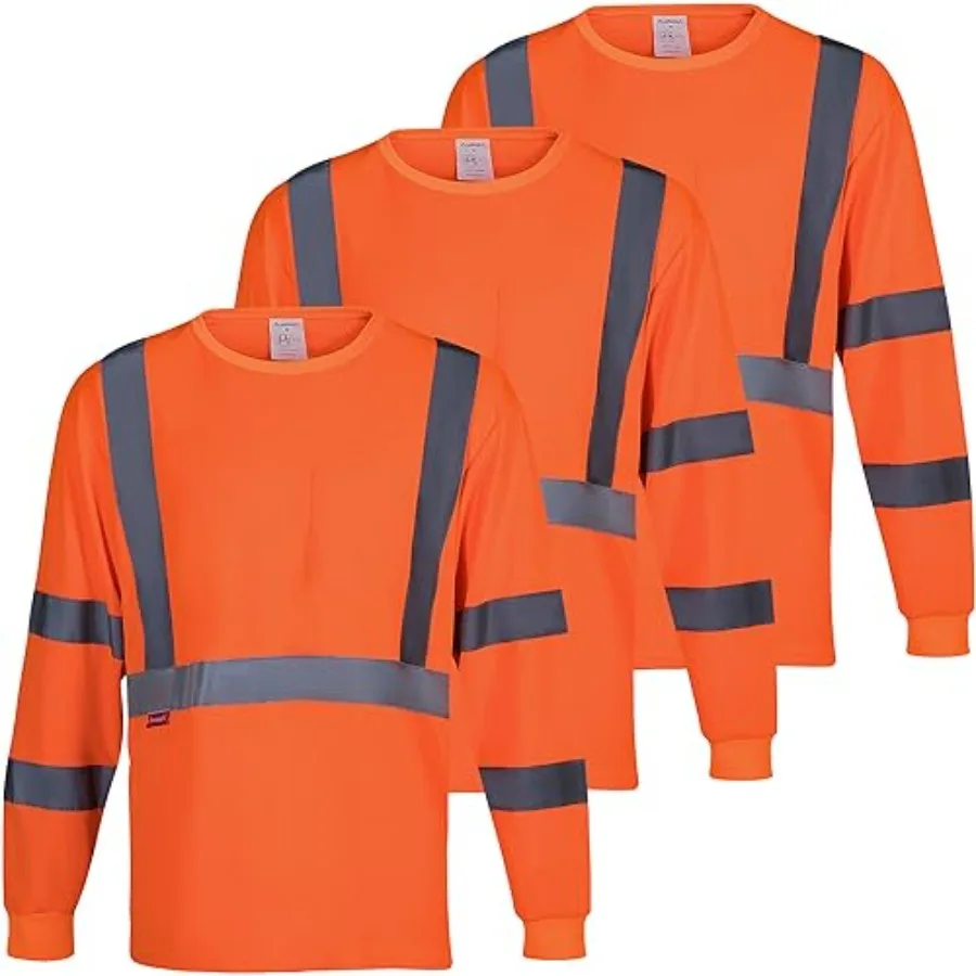 

ProtectX Men's High Visibility Heavy Duty Long Sleeve Reflective Safety T-Shirts for Construction Class 2-3 Type R