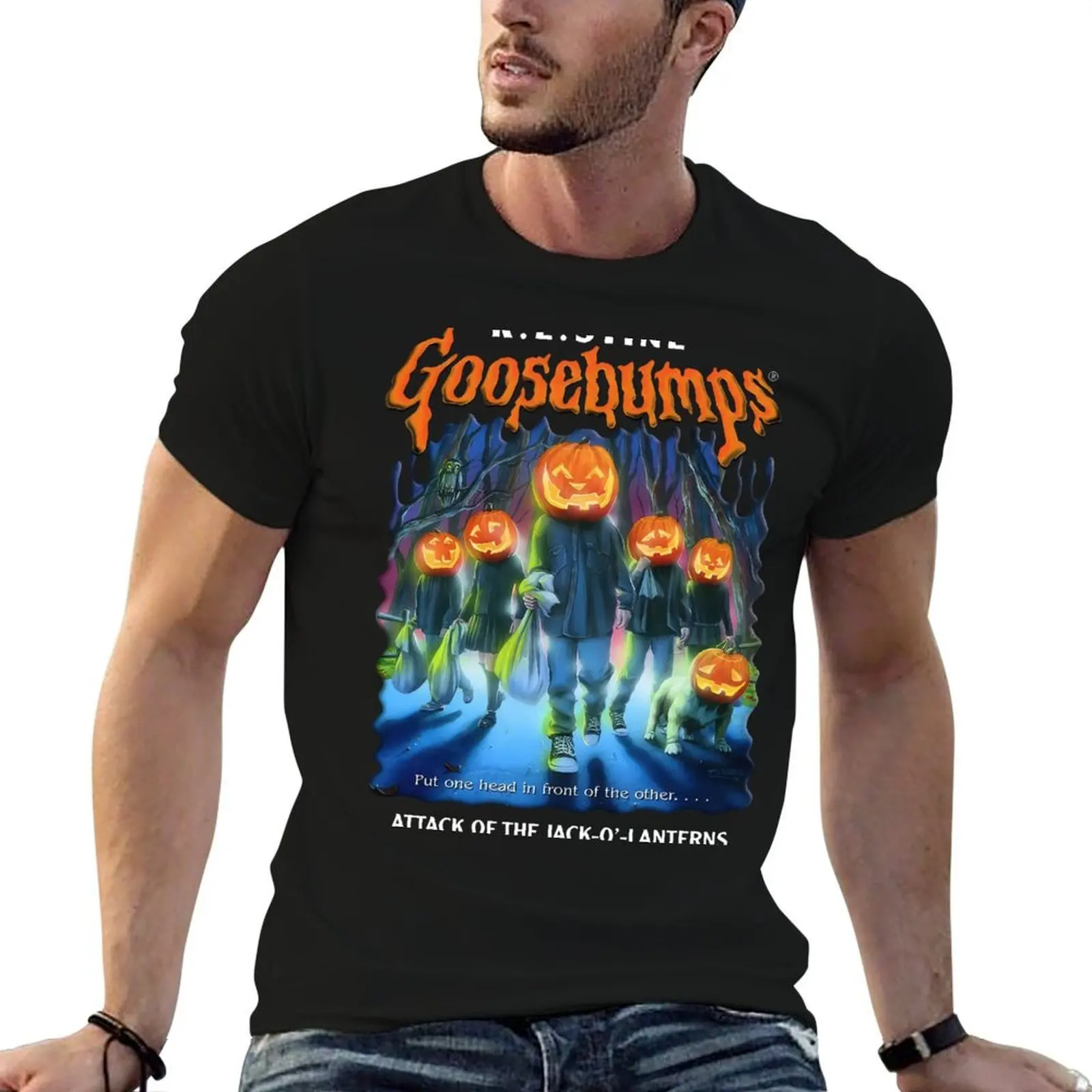 Vintage Goosebump Halloween T-Shirt anime summer tops oversized t shirt men