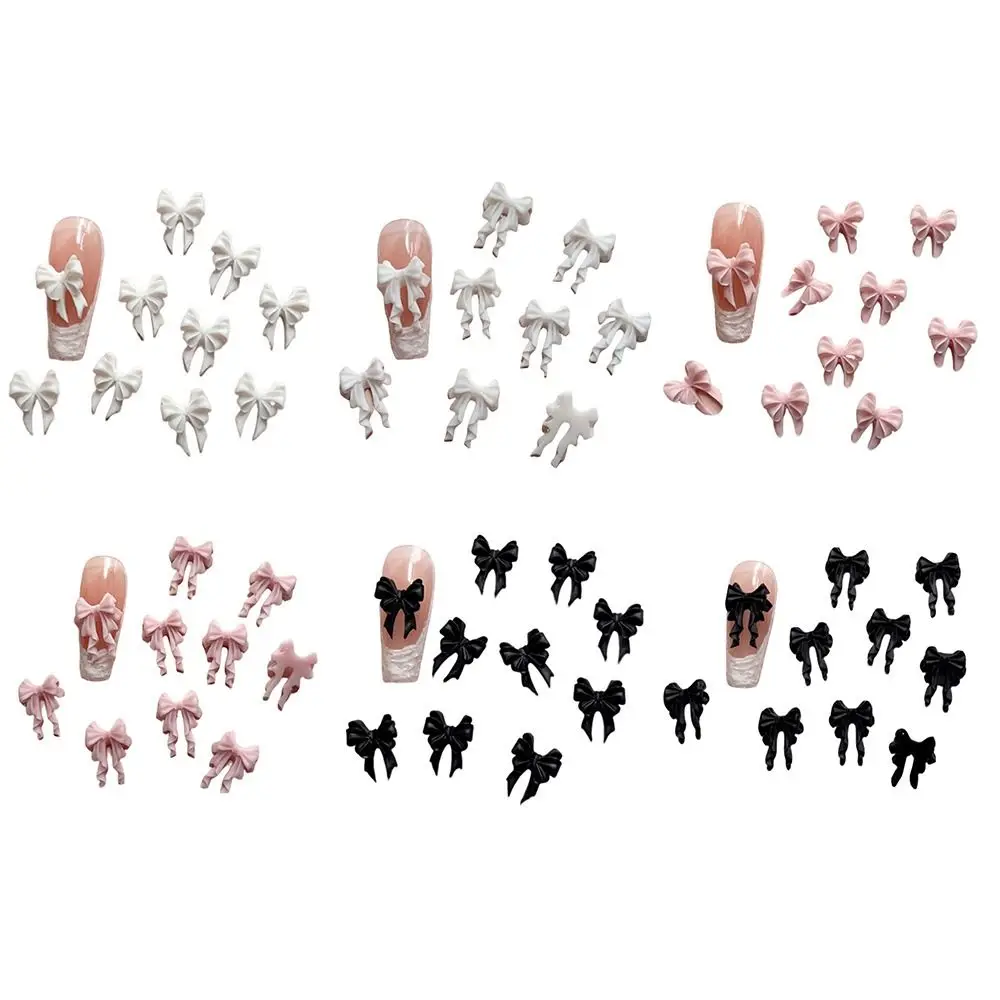 30PCS Multiple Colors Fairy Waved Pearl Bowknots Minimalist Design Bowknot Shape Bow Nail Decorations Resin Material