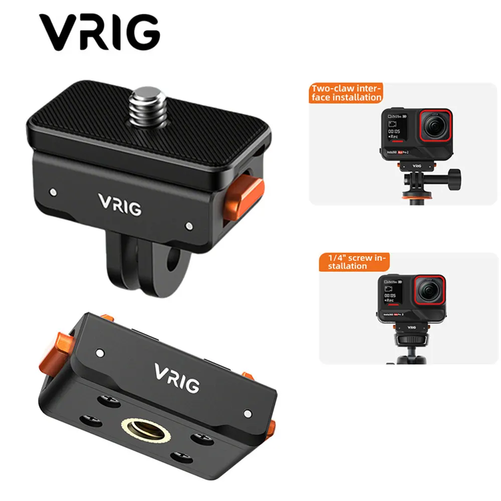 

VRIG Magnetic Camera Expansion Bracket for Insta 360 ACE/ACE PRO/ACE PRO2 w 2-Prong Mount &1/4" Plate For Insta 360 X5/X4/X3/X2