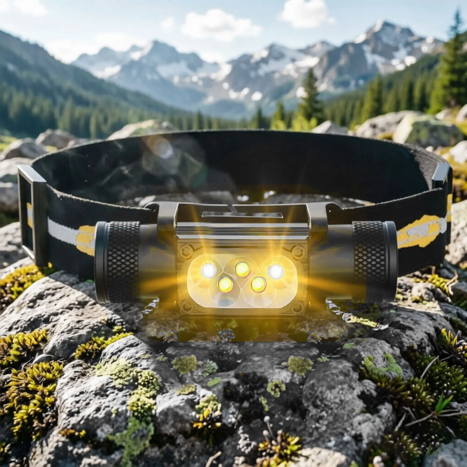 

LED Headlamp High Power White Yellow Memory Headlight 18650 Rechargeable USB Type-C Torch Camping Hunting Flashlight Flash Lamp