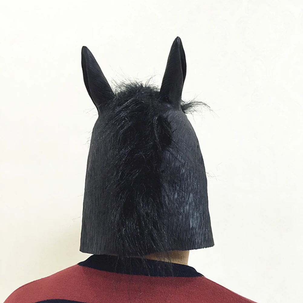 Copricapo per animali Maschera decorativa per Halloween Copricapo per testa di cavallo in fibra di plastica morbida Puntelli cosplay Maschere per casa stregata Design realistico