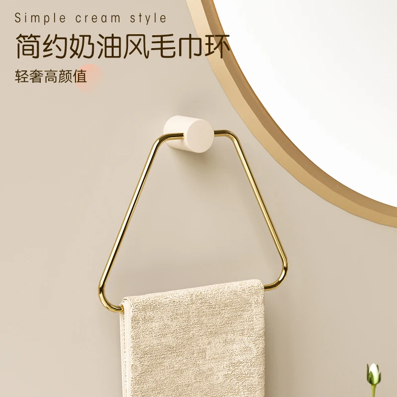 Cream wind bathroom towel ring stainless steel towel hanging toilet towel ring washbasin wall hanging