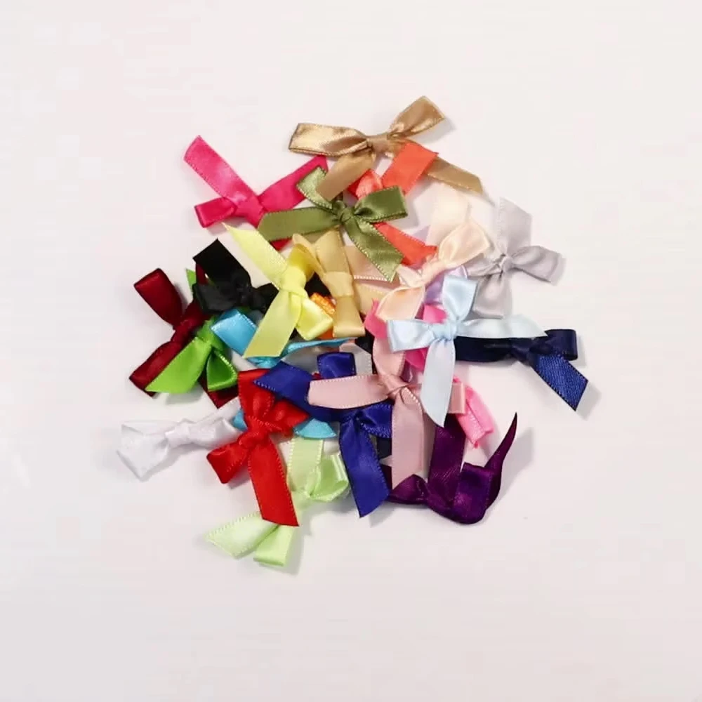 50Pcs/Lot 4.5x4cm Colourful Ribbon Bows Polyester Handmade Satin Bow DIY Sewing Crafts Decoration Gift Bouquets Party Decoration