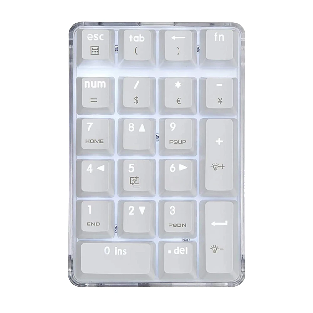 

Mechanical Numeric Keypad Brown Switch Wired Gaming Keypad Crystal Case White Backlit 21 Keys Mini Numpad Keypad