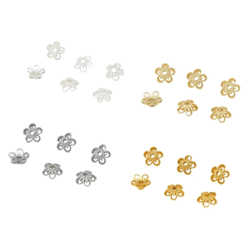 U4LF Flower Spacer Pieces for Jewelry Makers, 20PCS Decorative Bead Cups with 6 Mm Size, 1 Mm Hole for DIY Work Use