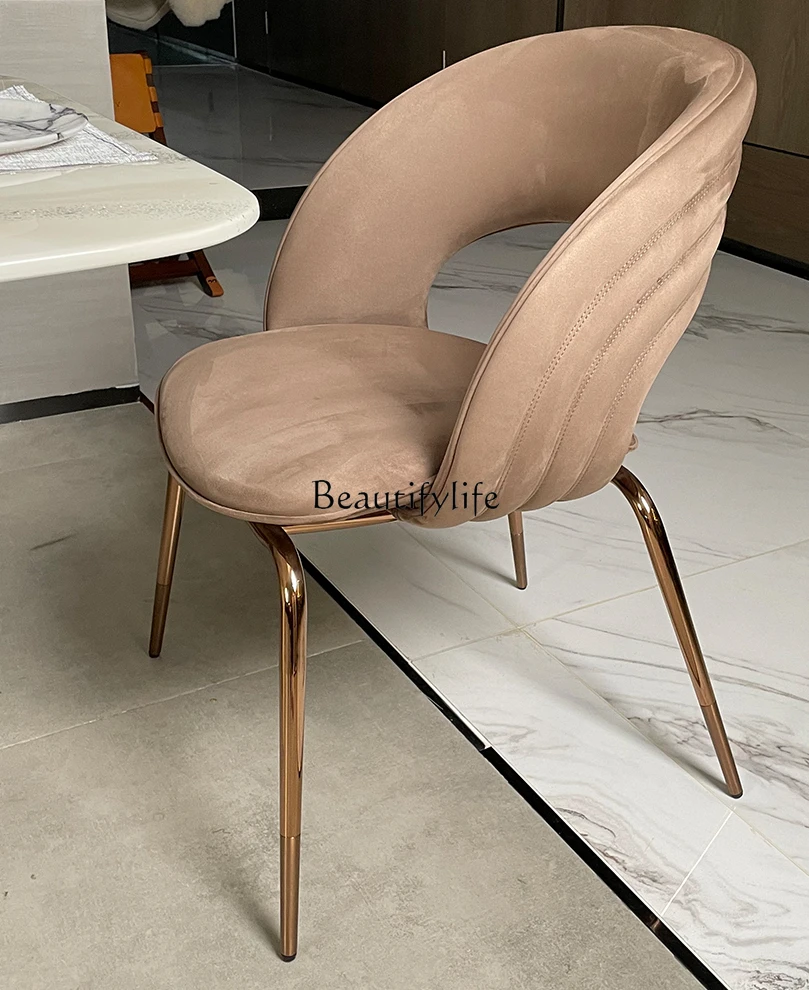 

Fabric Dining Chair Modern Simple Stainless Steel Make-up Chair