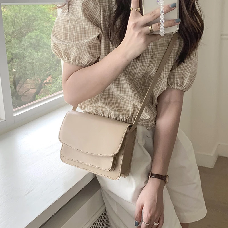 RanHuang New 2025 Women's Simple Shoulder Bags Pu Leather Small Messenger Bags Girls Casual Crossbody Bags B316